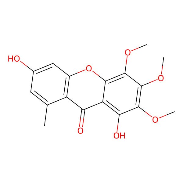 2D Structure of 1,6-Dihydroxy-2,3,4-trimethoxy-8-methylxanthen-9-one
