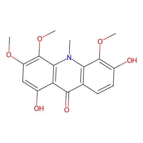 2D Structure of 1,6-Dihydroxy-3,4,5-trimethoxy-10-methylacridin-9-one 2D Structure of 1,6-Dihydroxy-3,4,5-trimethoxy-10-methylacridin-9-one