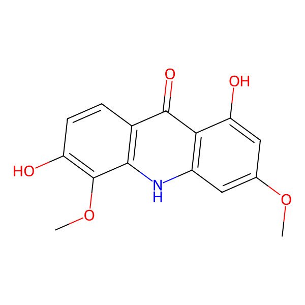 2D Structure of 1,6-dihydroxy-3,5-dimethoxy-10H-acridin-9-one 2D Structure of 1,6-dihydroxy-3,5-dimethoxy-10H-acridin-9-one