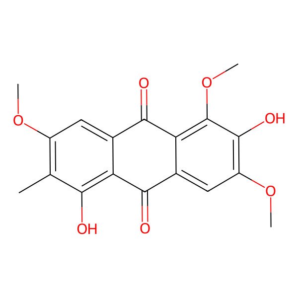 2D Structure of 1,6-Dihydroxy-3,5,7-trimethoxy-2-methylanthracene-9,10-dione