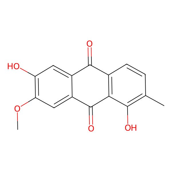 2D Structure of 1,6-Dihydroxy-7-methoxy-2-methylanthracene-9,10-dione