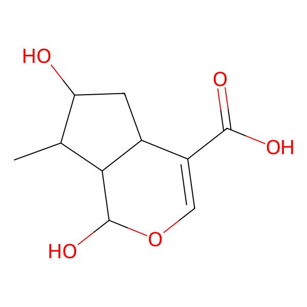 2D Structure of 1,6-Dihydroxy-7-methyl-1,4a,5,6,7,7a-hexahydrocyclopenta[c]pyran-4-carboxylic acid