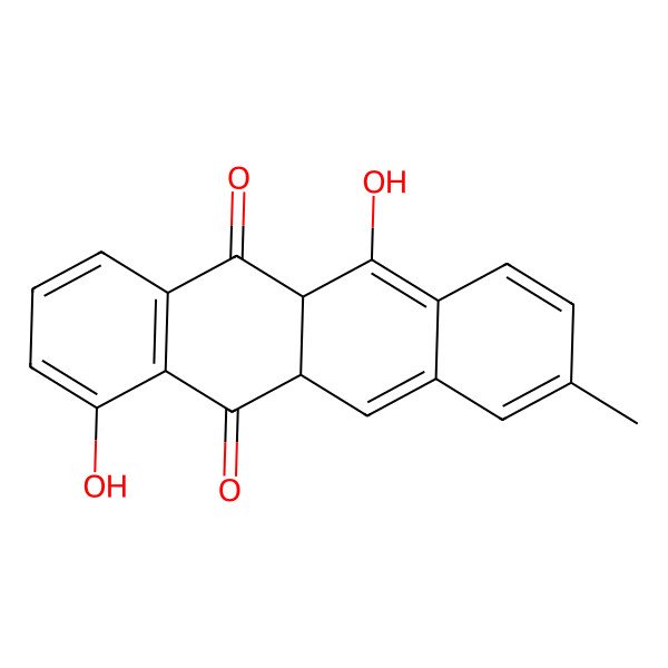 2D Structure of 1,6-Dihydroxy-9-methyl-5a,11a-dihydrotetracene-5,12-dione
