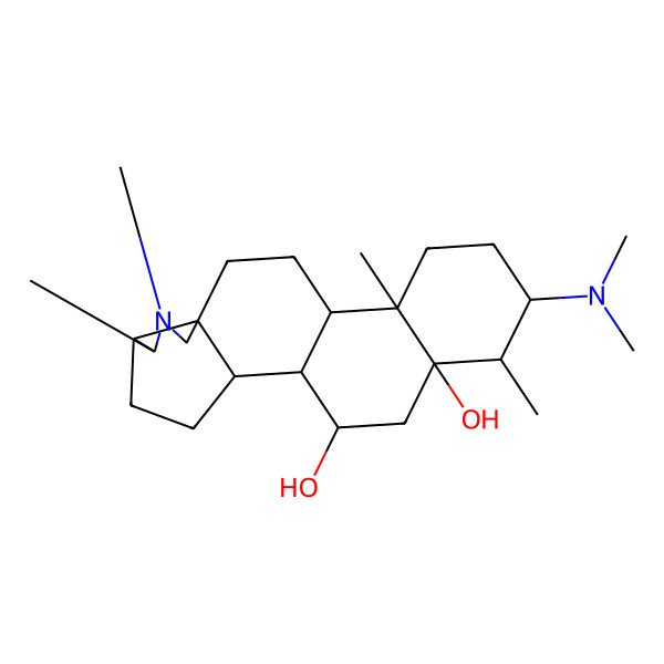 2D Structure of 16-(Dimethylamino)-6,7,13,17-tetramethyl-7-azapentacyclo[10.8.0.02,9.05,9.013,18]icosane-18,20-diol