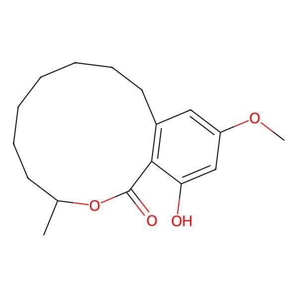 2D Structure of 16-Hydroxy-14-methoxy-4-methyl-3-oxabicyclo[10.4.0]hexadeca-1(12),13,15-trien-2-one