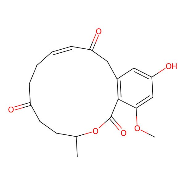 2D Structure of 16-Hydroxy-18-methoxy-4-methyl-3-oxabicyclo[12.4.0]octadeca-1(14),10,15,17-tetraene-2,7,12-trione