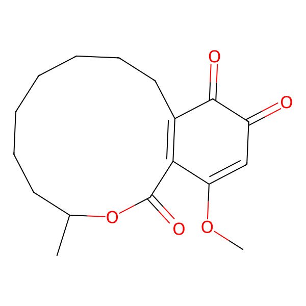 2D Structure of 16-Methoxy-4-methyl-3-oxabicyclo[10.4.0]hexadeca-1(12),15-diene-2,13,14-trione