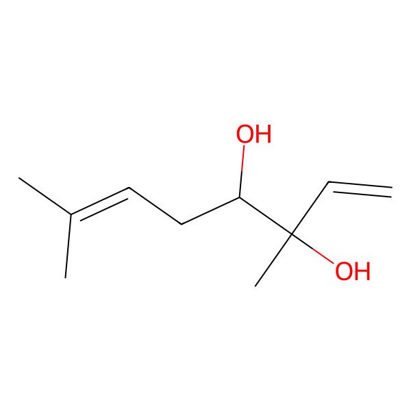 2D Structure of 1,6-Octadiene-3,4-diol, 3,7-dimethyl-