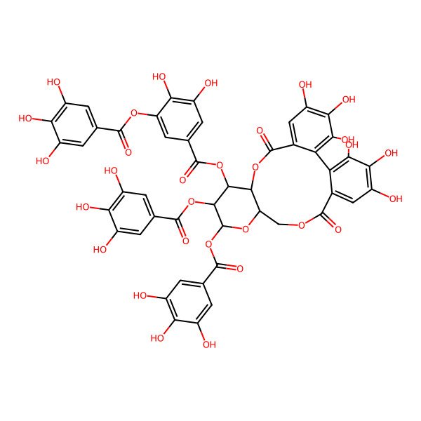 2D Structure of [11-[3,4-Dihydroxy-5-(3,4,5-trihydroxybenzoyl)oxybenzoyl]oxy-3,4,5,21,22,23-hexahydroxy-8,18-dioxo-13-(3,4,5-trihydroxybenzoyl)oxy-9,14,17-trioxatetracyclo[17.4.0.02,7.010,15]tricosa-1(23),2,4,6,19,21-hexaen-12-yl] 3,4,5-trihydroxybenzoate