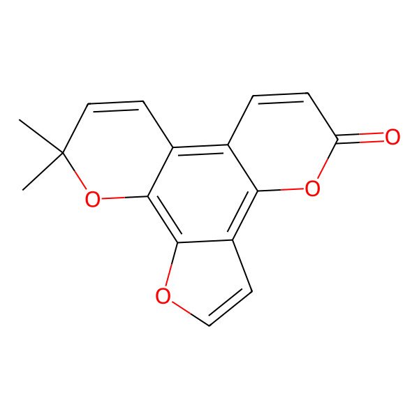 2D Structure of 16,16-Dimethyl-3,8,17-trioxatetracyclo[11.4.0.02,6.07,12]heptadeca-1,4,6,10,12,14-hexaen-9-one