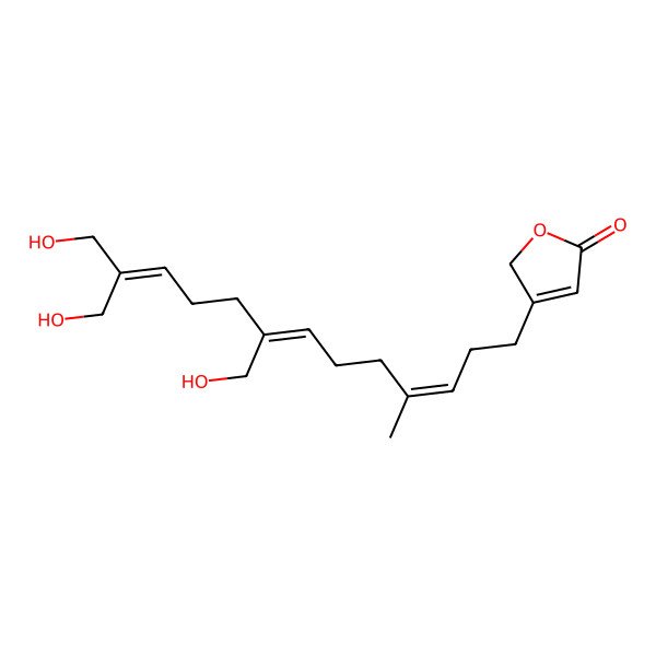 2D Structure of 16,17,18,20-Tetrahydroxynerylgeran-1-oic acid lactone