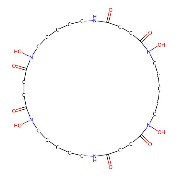 2D Structure of 1,6,17,23-Tetrahydroxy-1,6,12,17,23,28-hexazacyclotritriacontane-2,5,13,16,24,27-hexone