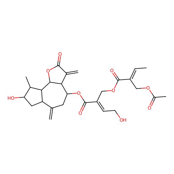 2D Structure of (8-hydroxy-9-methyl-3,6-dimethylidene-2-oxo-4,5,6a,7,8,9,9a,9b-octahydro-3aH-azuleno[4,5-b]furan-4-yl) 2-[2-(acetyloxymethyl)but-2-enoyloxymethyl]-4-hydroxybut-2-enoate