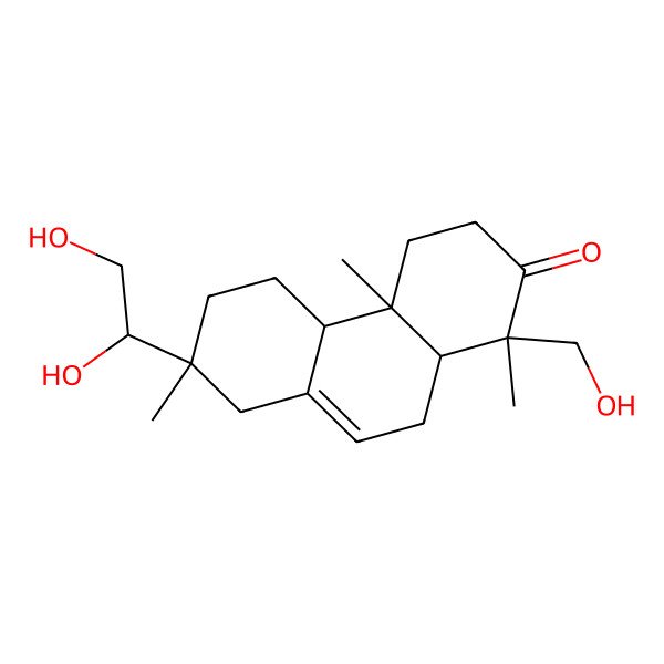 2D Structure of 7-(1,2-Dihydroxyethyl)-1-(hydroxymethyl)-1,4a,7-trimethyl-3,4,4b,5,6,8,10,10a-octahydrophenanthren-2-one