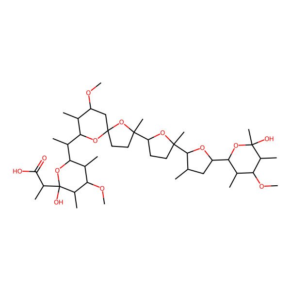 2D Structure of 2-[2-Hydroxy-6-[1-[2-[5-[5-(6-hydroxy-4-methoxy-3,5,6-trimethyloxan-2-yl)-3-methyloxolan-2-yl]-5-methyloxolan-2-yl]-7-methoxy-2,8-dimethyl-1,10-dioxaspiro[4.5]decan-9-yl]ethyl]-4-methoxy-3,5-dimethyloxan-2-yl]propanoic acid