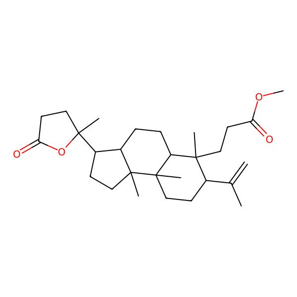 2D Structure of methyl 3-[(3S,3aR,5aR,6S,7S,9aR,9bR)-6,9a,9b-trimethyl-3-[(2R)-2-methyl-5-oxooxolan-2-yl]-7-prop-1-en-2-yl-1,2,3,3a,4,5,5a,7,8,9-decahydrocyclopenta[a]naphthalen-6-yl]propanoate