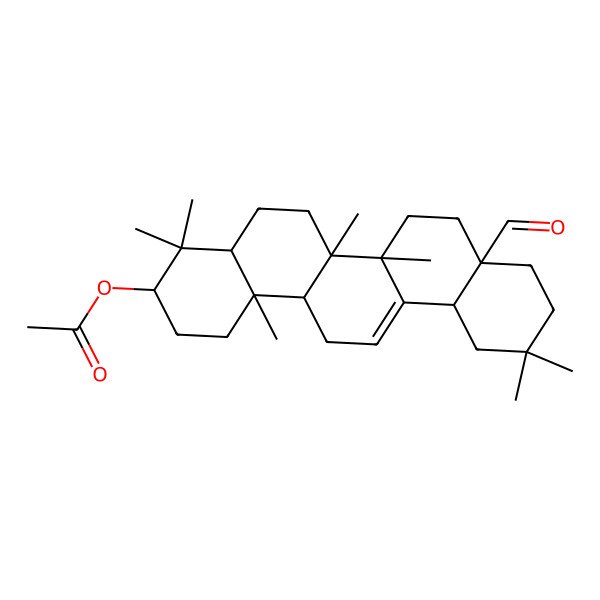 2D Structure of [(3S,4aS,6aR,6bS,8aS,12aR,14aS,14bR)-8a-formyl-4,4,6a,6b,11,11,14b-heptamethyl-1,2,3,4a,5,6,7,8,9,10,12,12a,14,14a-tetradecahydropicen-3-yl] acetate