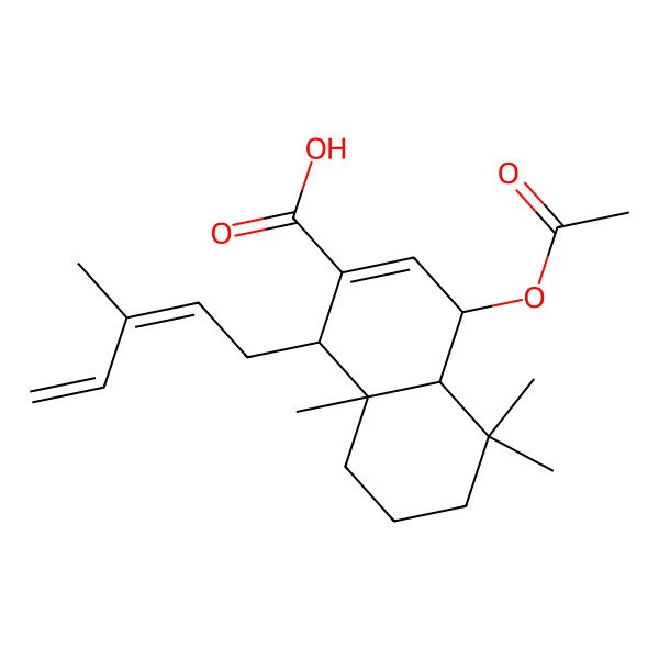 2D Structure of (1S,4S,4aR,8aS)-4-acetyloxy-5,5,8a-trimethyl-1-[(2E)-3-methylpenta-2,4-dienyl]-1,4,4a,6,7,8-hexahydronaphthalene-2-carboxylic acid
