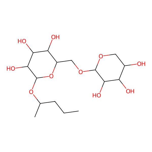 2D Structure of (2R,3R,4S,5S,6R)-2-[(2R)-pentan-2-yl]oxy-6-[[(2S,3R,4S,5R)-3,4,5-trihydroxyoxan-2-yl]oxymethyl]oxane-3,4,5-triol