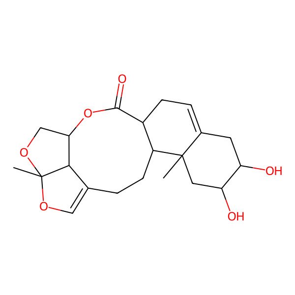 2D Structure of (4S,5R,7R,8R,13R,16S,19R,22R)-7,8-dihydroxy-5,19-dimethyl-15,18,20-trioxapentacyclo[14.5.1.04,13.05,10.019,22]docosa-1(21),10-dien-14-one