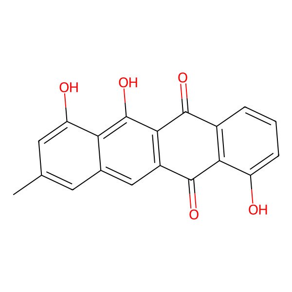 2D Structure of 1,6,7-Trihydroxy-9-methyltetracene-5,12-dione