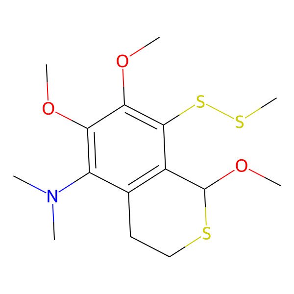 2D Structure of 1,6,7-trimethoxy-N,N-dimethyl-8-(methyldisulfanyl)-3,4-dihydro-1H-isothiochromen-5-amine