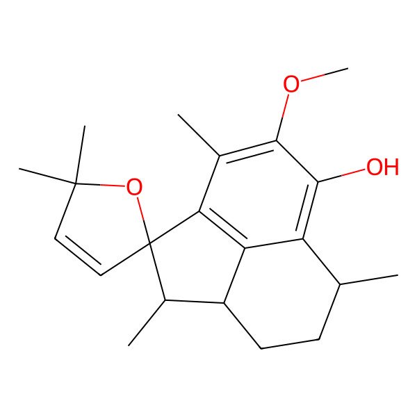 2D Structure of (1R,2S,6S,8aR)-4-methoxy-1,3,5',5',6-pentamethylspiro[6,7,8,8a-tetrahydro-1H-acenaphthylene-2,2'-furan]-5-ol