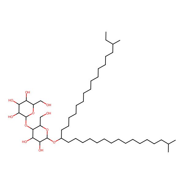 2D Structure of (2R,3S,4S,5S,6S)-2-[(2S,3R,4R,5S,6R)-6-(2,32-dimethyltetratriacontan-17-yloxy)-4,5-dihydroxy-2-(hydroxymethyl)oxan-3-yl]oxy-6-(hydroxymethyl)oxane-3,4,5-triol