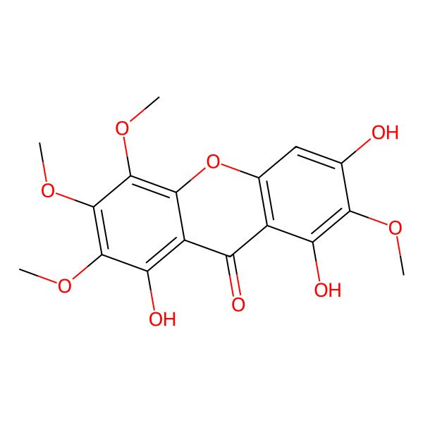 2D Structure of 1,6,8-Trihydroxy-2,3,4,7-tetramethoxyxanthone