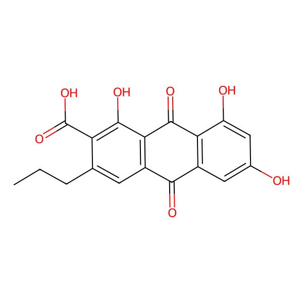 2D Structure of 1,6,8-Trihydroxy-9,10-dioxo-3-propylanthracene-2-carboxylic acid