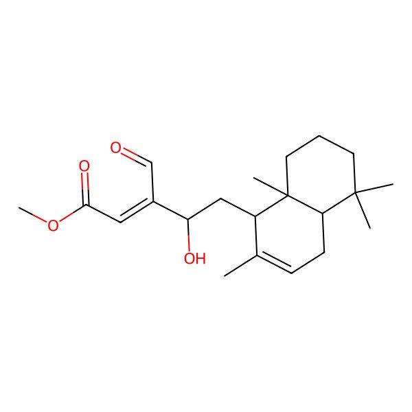2D Structure of methyl (Z,4R)-5-[(1R,4aR,8aR)-2,5,5,8a-tetramethyl-1,4,4a,6,7,8-hexahydronaphthalen-1-yl]-3-formyl-4-hydroxypent-2-enoate