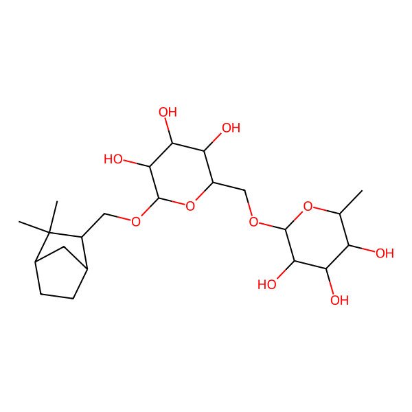 2D Structure of 2-[[6-[(3,3-Dimethyl-2-bicyclo[2.2.1]heptanyl)methoxy]-3,4,5-trihydroxyoxan-2-yl]methoxy]-6-methyloxane-3,4,5-triol