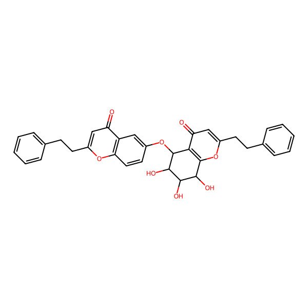 2D Structure of 2-(2-Phenylethyl)-6-[[6,7,8-trihydroxy-4-oxo-2-(2-phenylethyl)-5,6,7,8-tetrahydrochromen-5-yl]oxy]chromen-4-one