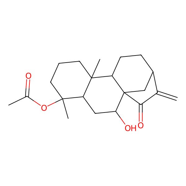 2D Structure of [(1R,2R,4S,5S,9S,10S,13R)-2-hydroxy-5,9-dimethyl-14-methylidene-15-oxo-5-tetracyclo[11.2.1.01,10.04,9]hexadecanyl] acetate