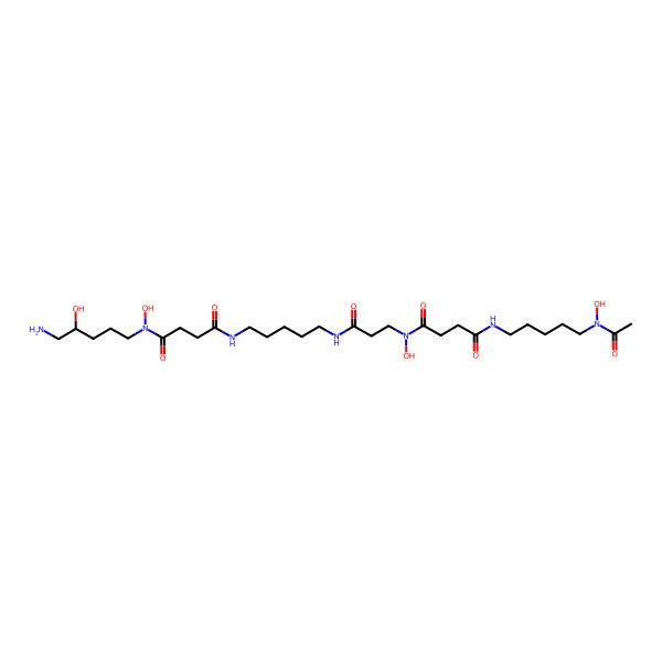 2D Structure of N-[5-[3-[[4-[5-[acetyl(hydroxy)amino]pentylamino]-4-oxobutanoyl]-hydroxyamino]propanoylamino]pentyl]-N'-(5-amino-4-hydroxypentyl)-N'-hydroxybutanediamide