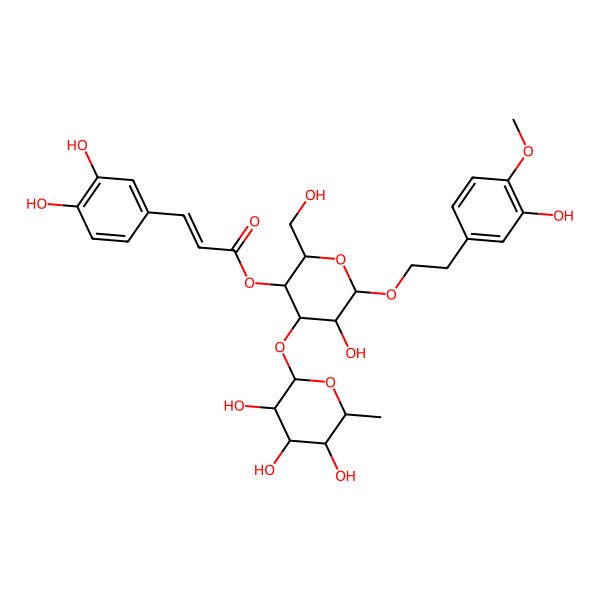 2D Structure of [5-Hydroxy-6-[2-(3-hydroxy-4-methoxyphenyl)ethoxy]-2-(hydroxymethyl)-4-(3,4,5-trihydroxy-6-methyloxan-2-yl)oxyoxan-3-yl] 3-(3,4-dihydroxyphenyl)prop-2-enoate