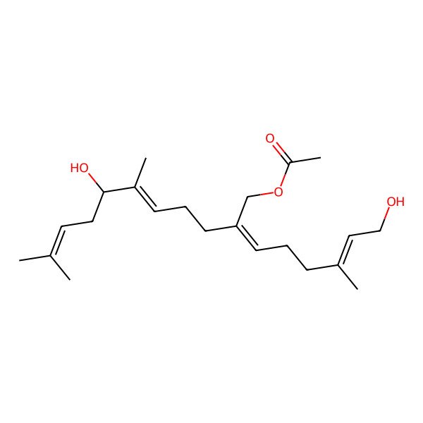 2D Structure of [(2Z,5E,7R)-7-hydroxy-2-[(E)-6-hydroxy-4-methylhex-4-enylidene]-6,10-dimethylundeca-5,9-dienyl] acetate