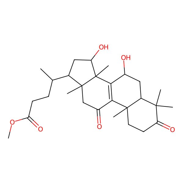 2D Structure of methyl 4-(7,15-dihydroxy-4,4,10,13,14-pentamethyl-3,11-dioxo-2,5,6,7,12,15,16,17-octahydro-1H-cyclopenta[a]phenanthren-17-yl)pentanoate