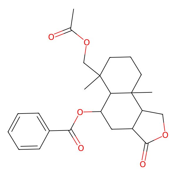 2D Structure of [(3aS,5R,5aS,6R,9aR,9bS)-6-(acetyloxymethyl)-6,9a-dimethyl-3-oxo-3a,4,5,5a,7,8,9,9b-octahydro-1H-benzo[e][2]benzofuran-5-yl] benzoate
