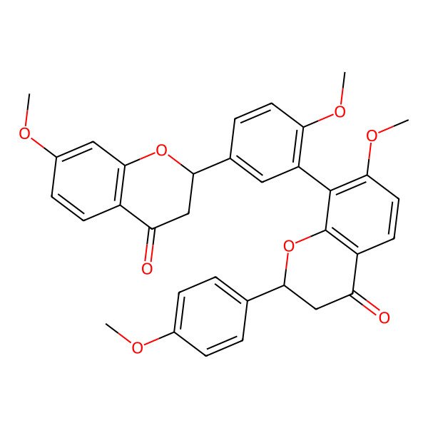 2D Structure of 7-Methoxy-8-[2-methoxy-5-(7-methoxy-4-oxo-2,3-dihydrochromen-2-yl)phenyl]-2-(4-methoxyphenyl)-2,3-dihydrochromen-4-one