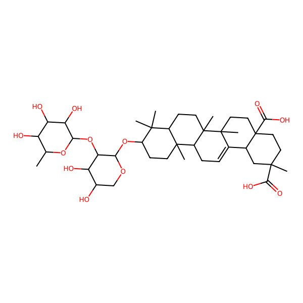 2D Structure of 10-[4,5-Dihydroxy-3-(3,4,5-trihydroxy-6-methyloxan-2-yl)oxyoxan-2-yl]oxy-2,6a,6b,9,9,12a-hexamethyl-1,3,4,5,6,6a,7,8,8a,10,11,12,13,14b-tetradecahydropicene-2,4a-dicarboxylic acid