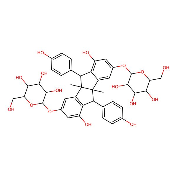 2D Structure of 2-[[1,6-Dihydroxy-5,10-bis(4-hydroxyphenyl)-4b,9b-dimethyl-3-[3,4,5-trihydroxy-6-(hydroxymethyl)oxan-2-yl]oxy-5,10-dihydroindeno[2,1-a]inden-8-yl]oxy]-6-(hydroxymethyl)oxane-3,4,5-triol