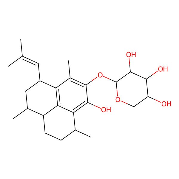 2D Structure of (2R,3R,4S,5S)-2-[[(4R,6S,6aR,9S)-1-hydroxy-3,6,9-trimethyl-4-(2-methylprop-1-enyl)-5,6,6a,7,8,9-hexahydro-4H-phenalen-2-yl]oxy]oxane-3,4,5-triol