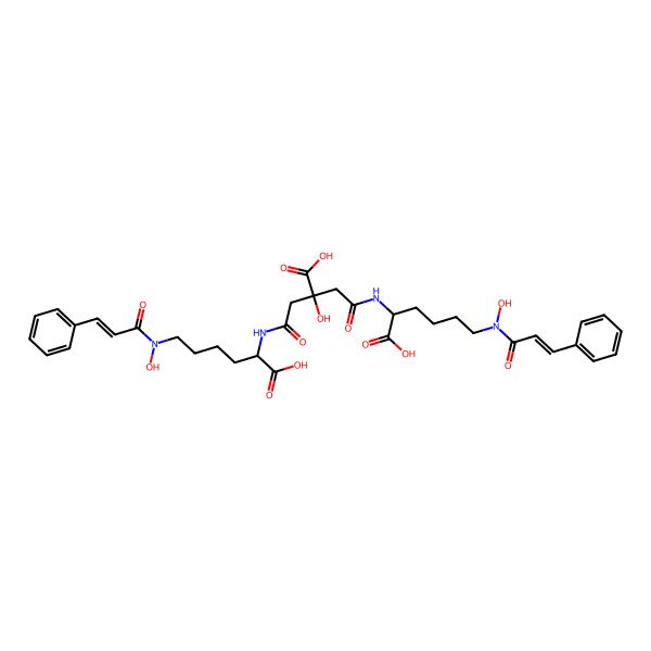 2D Structure of 4-[[1-Carboxy-5-[hydroxy(3-phenylprop-2-enoyl)amino]pentyl]amino]-2-[2-[[1-carboxy-5-[hydroxy(3-phenylprop-2-enoyl)amino]pentyl]amino]-2-oxoethyl]-2-hydroxy-4-oxobutanoic acid
