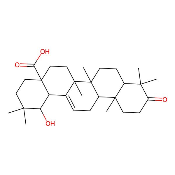2D Structure of 1-hydroxy-2,2,6a,6b,9,9,12a-heptamethyl-10-oxo-3,4,5,6,6a,7,8,8a,11,12,13,14b-dodecahydro-1H-picene-4a-carboxylic acid