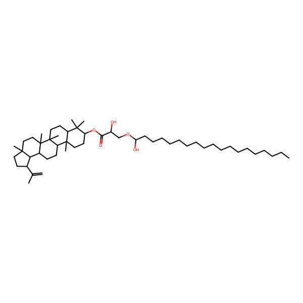 2D Structure of [(1R,3aR,5aR,5bR,7aR,9S,11aR,11bR,13aR,13bR)-3a,5a,5b,8,8,11a-hexamethyl-1-prop-1-en-2-yl-1,2,3,4,5,6,7,7a,9,10,11,11b,12,13,13a,13b-hexadecahydrocyclopenta[a]chrysen-9-yl] 2-hydroxy-3-(1-hydroxynonadecoxy)propanoate