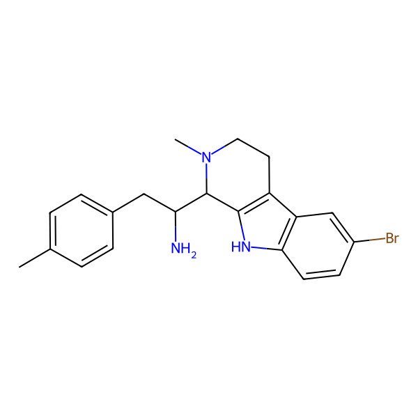 2D Structure of (1S)-1-[(1S)-6-bromo-2-methyl-1,3,4,9-tetrahydropyrido[3,4-b]indol-1-yl]-2-(4-methylphenyl)ethanamine