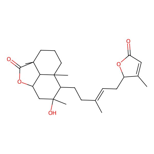 2D Structure of 10-hydroxy-4,8,10-trimethyl-9-[3-methyl-5-(3-methyl-5-oxo-2H-furan-2-yl)pent-3-enyl]-2-oxatricyclo[6.3.1.04,12]dodecan-3-one