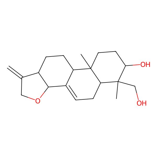 2D Structure of (3aR,5aS,6S,7R,9aS,9bS,11aS)-6-(hydroxymethyl)-6,9a-dimethyl-1-methylidene-3a,5,5a,7,8,9,9b,10,11,11a-decahydronaphtho[1,2-g][1]benzofuran-7-ol
