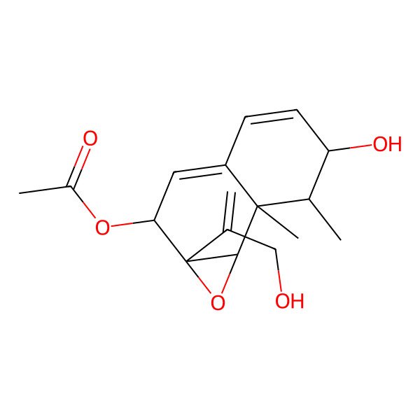 2D Structure of [6-Hydroxy-1a-(3-hydroxyprop-1-en-2-yl)-7,7a-dimethyl-2,6,7,7b-tetrahydronaphtho[1,2-b]oxiren-2-yl] acetate